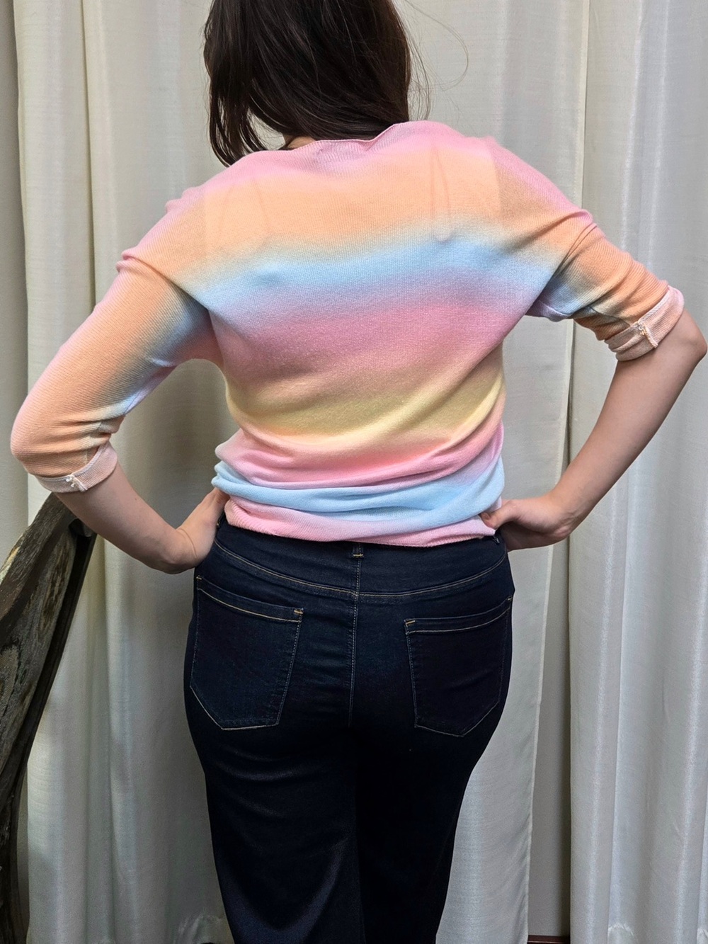 CHARLIE B Pastel Rainbow Ombre Sweater - Pink, Peach, Blue, Yellow